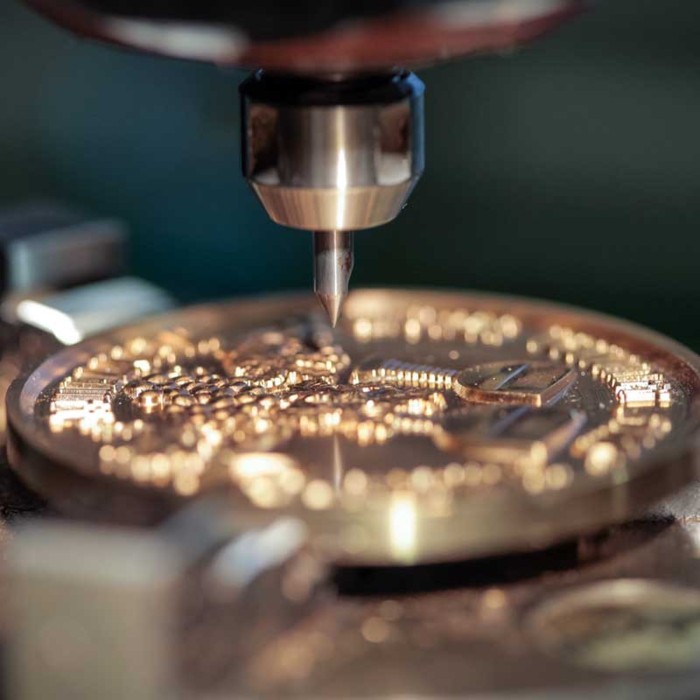 Production CNC milling machine close up