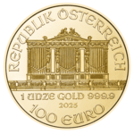 1 ounce gold Vienna Philharmonic value side