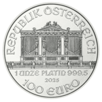 1 ounce platinum Vienna Philharmonic value side