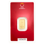 2 gramme gold bar in blisterpack