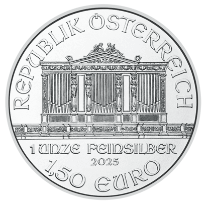 1 Unze Feinsilber Wiener Philharmoniker Wertseite