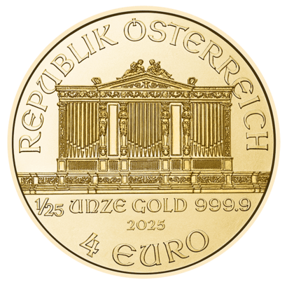 1/25 Unze Gold Wiener Philharmoniker Wertseite