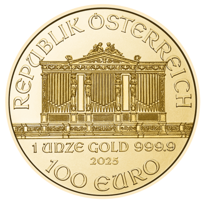 1 Unze Gold Wiener Philharmoniker Wertseite
