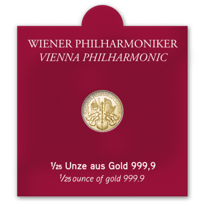 Philharmoniker Gold 1/25 Unze AV Sichtfenster