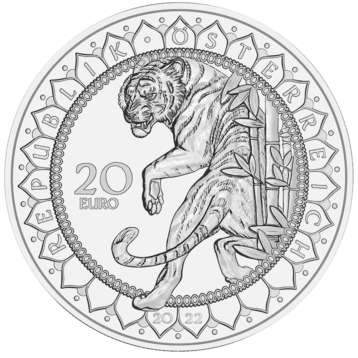 20-Euro-Silbermünze Asien – Stärke des Tigers