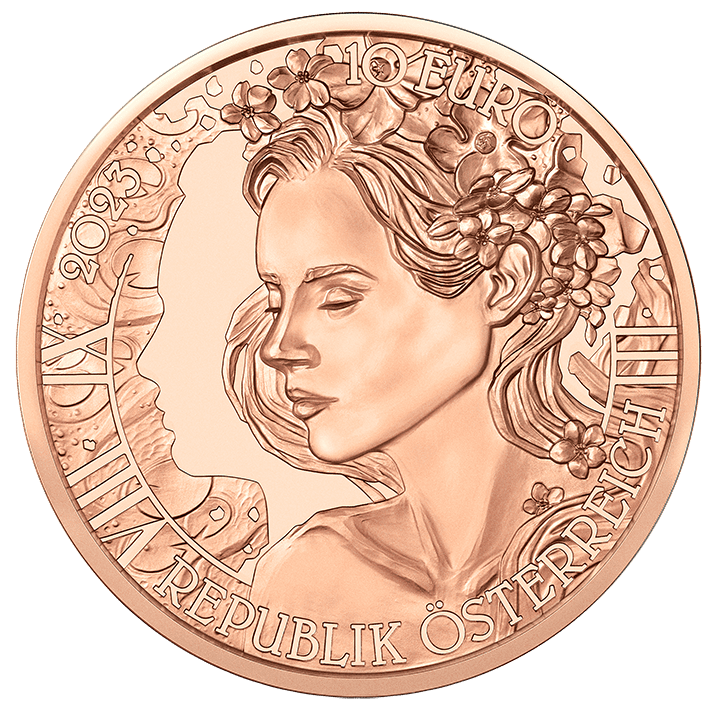 10-Euro-Kupfermünze Das Vergissmeinnicht Wertseite