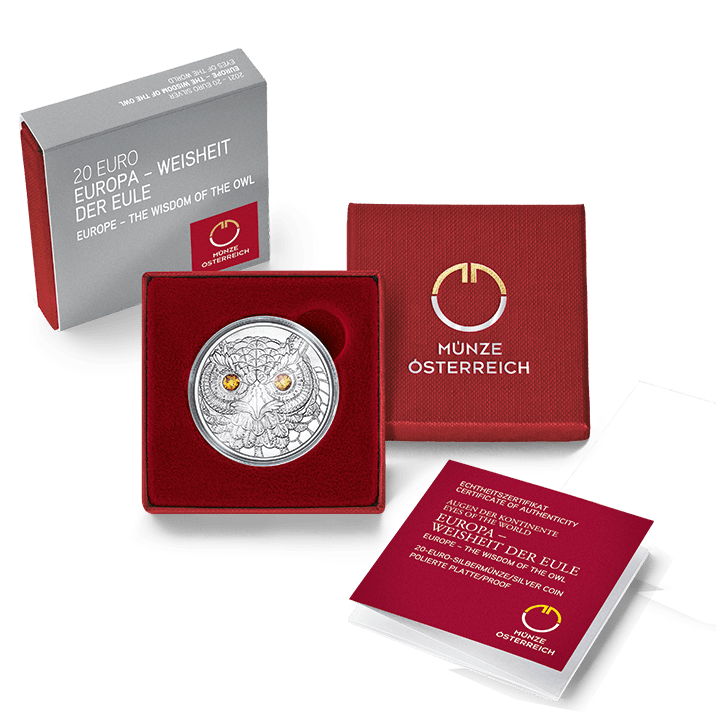 The Wisdom of the Owl 20 Euro Silver Coin plus Packing