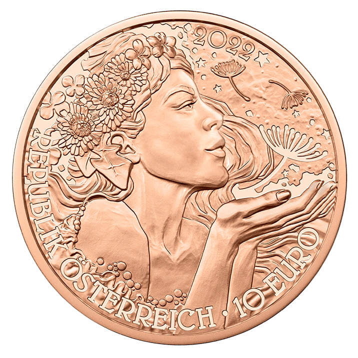 10-Euro-Kupfermünze Der Löwenzahn Wertseite