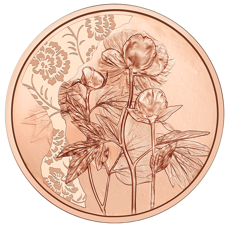 10-Euro-Kupfermünze Die Pfingstrose Bildseite