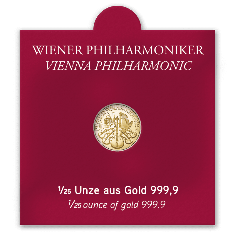 Philharmoniker Gold 1/25 Unze AV Sichtfenster