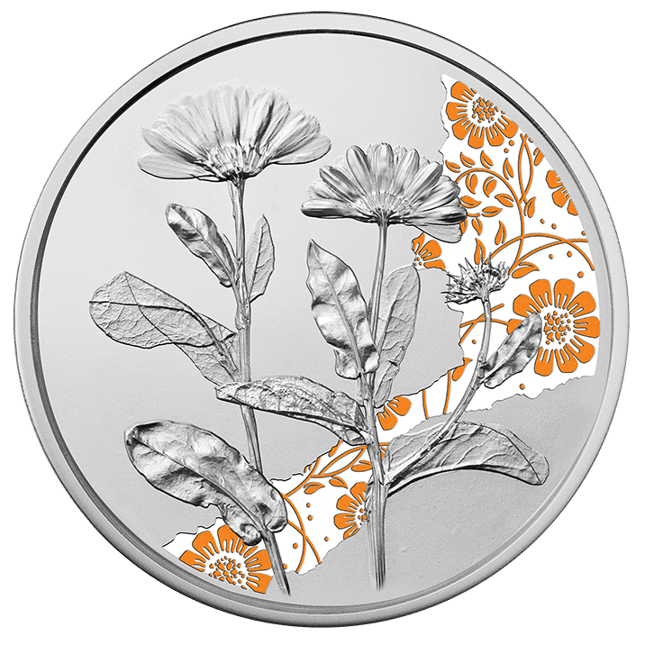 10-Euro-Silbermünze Ringelblume Vorderseite
