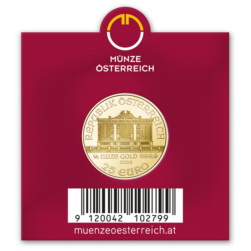 Sichtfenster Wiener Philharmoniker Gold 1/4 Unze RV