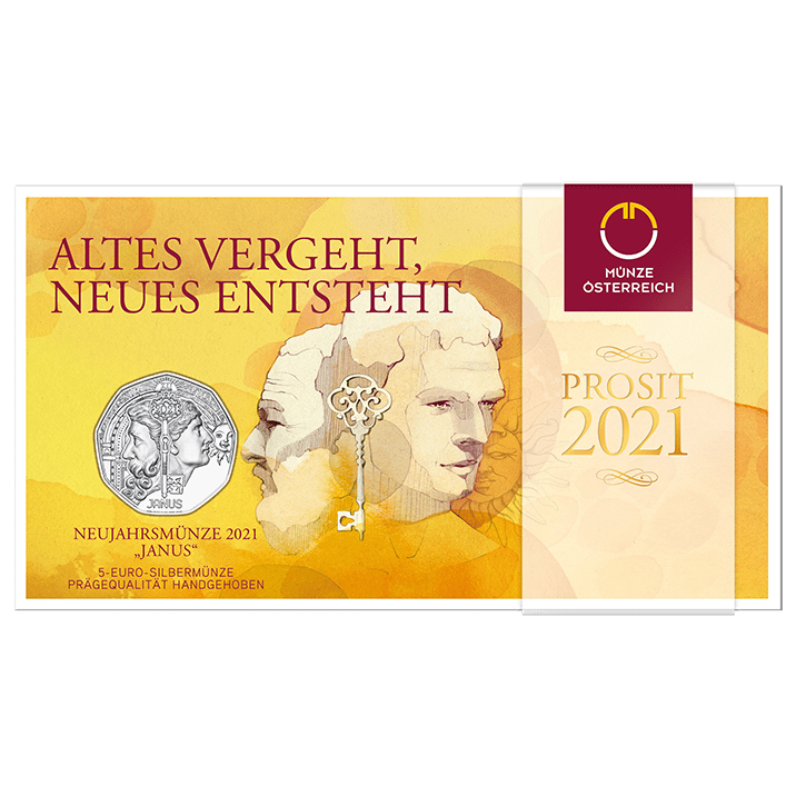 Neujahrsmünze 2021 Janus im Blister