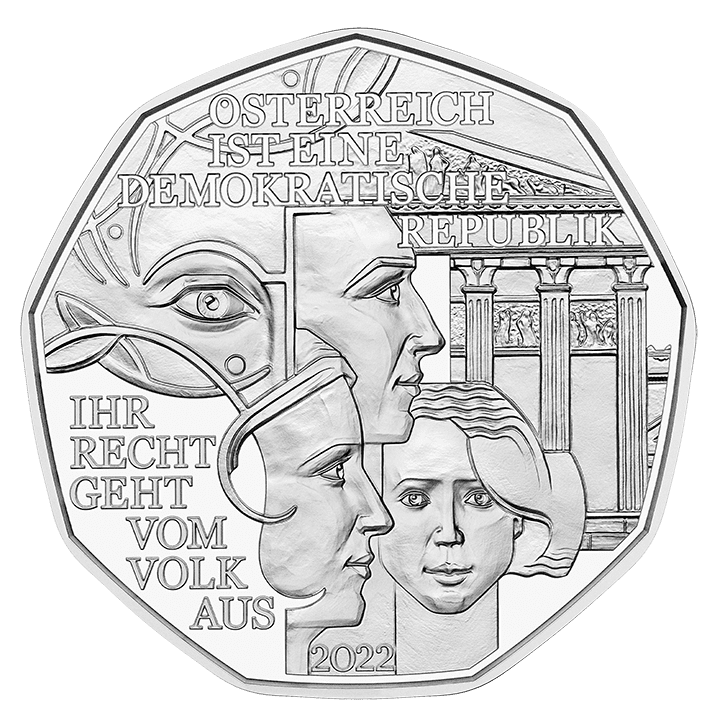 Democracy 5 Euro Coin in Silver