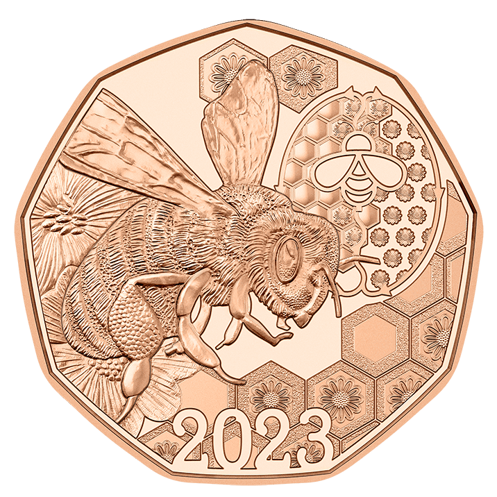 Waggle Dance 5 Euro Coin in Copper