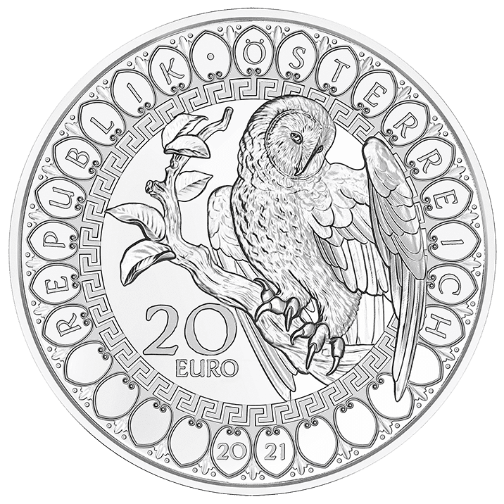 20-Euro-Silbermünze die Eule 2021 Avers