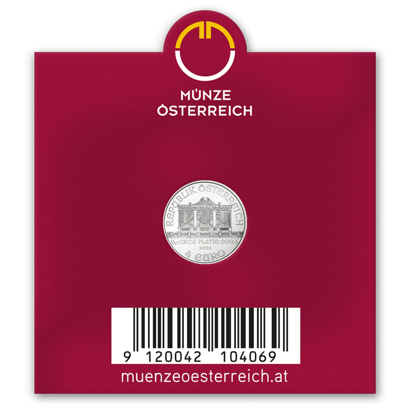 Window Packing Wiener Philharmoniker Platin 1/25 Unze RV