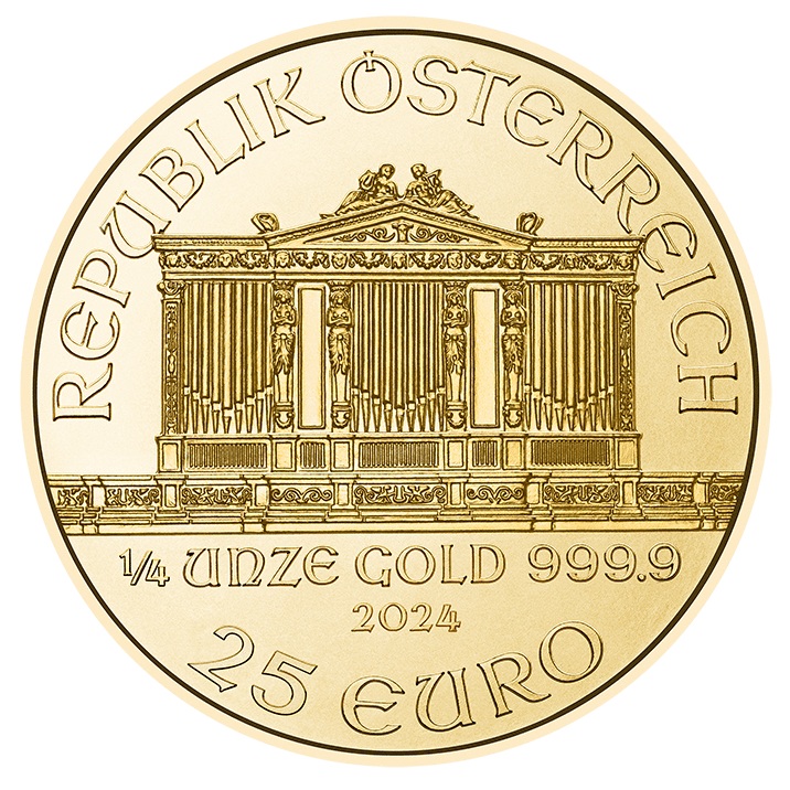1/4 Unze Wiener Philharmoniker in Gold Wertseite