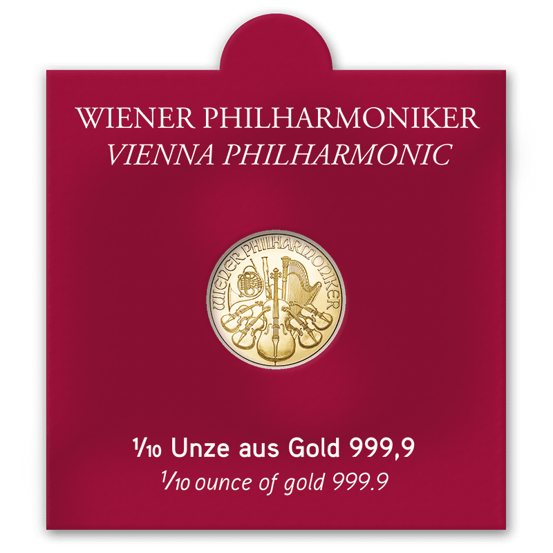 Philharmoniker Gold 1/10 Unze AV Sichtfenster