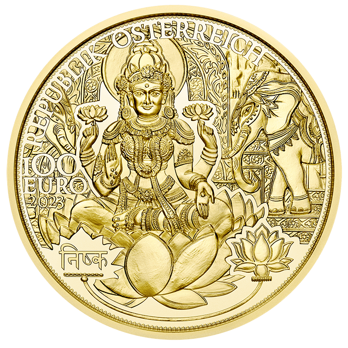2023 100-Euro Goldmünze Das goldene Indien Vorderseite