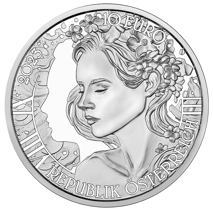 10-Euro-Silbermünze Das Vergissmeinnicht Wertseite