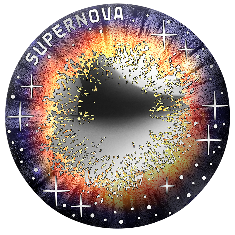 20-Euro-Silbermünze Supernova Bildseite