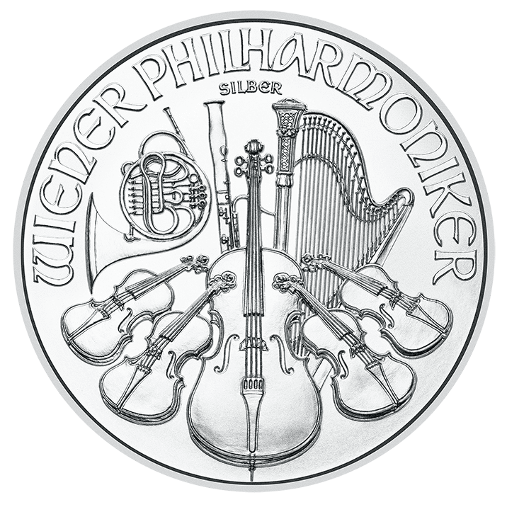 1 Unze Wiener Philharmoniker in Silber Revers
