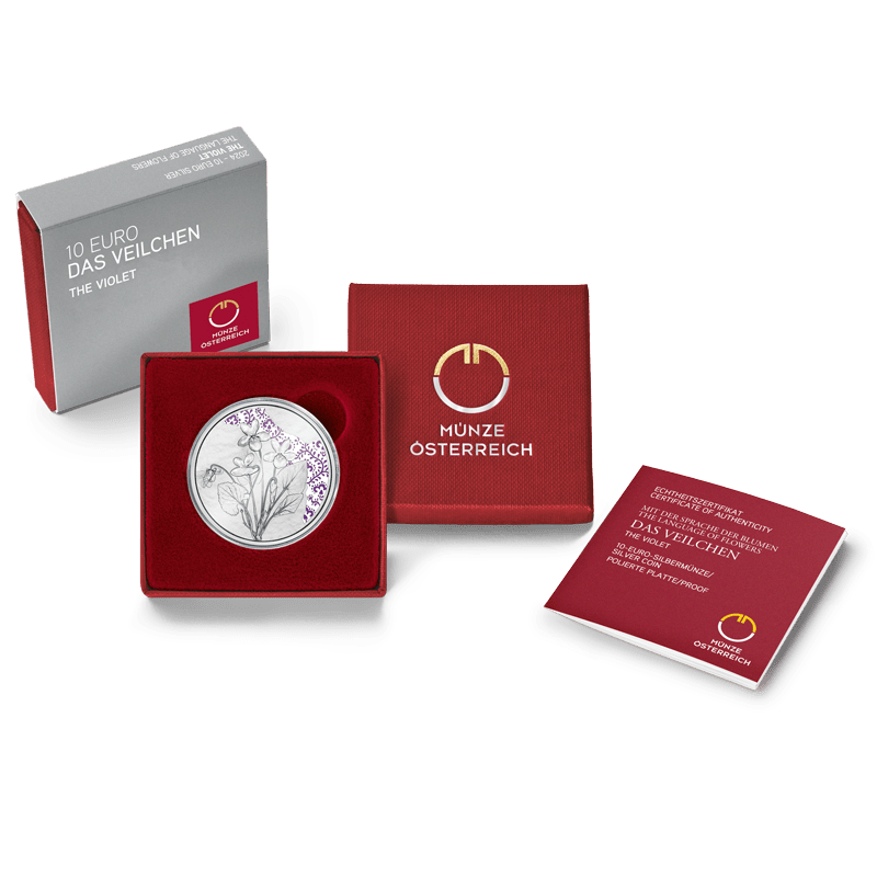 10 euro silver coin violet proof with packaging and certificat