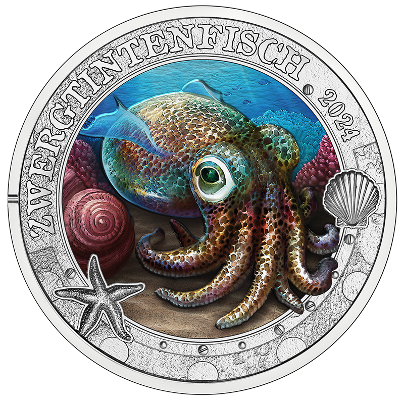 Howaiian Bobtail Squid 3 Euro Coin Reverse