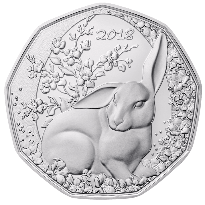 5-Euro silver Easter Bunny reverse