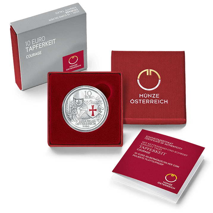 10 Euro silver coin Courage - case