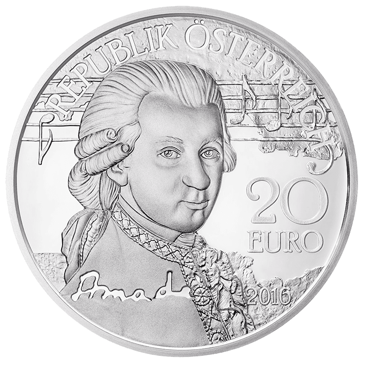 20 Euro Silbermünze Mozart Genie