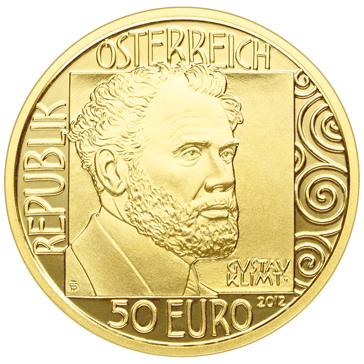 50-euro coin 2012 Klimt obverse