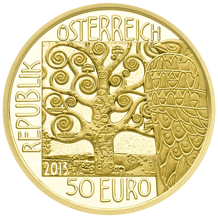 50-euro coin 2013 Klimt obverse