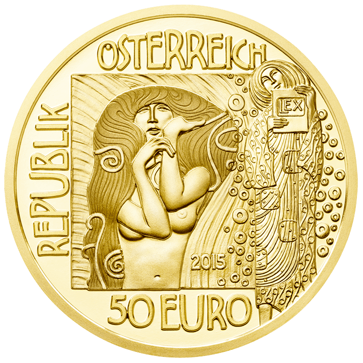 50-euro coin 2015 Klimt obverse
