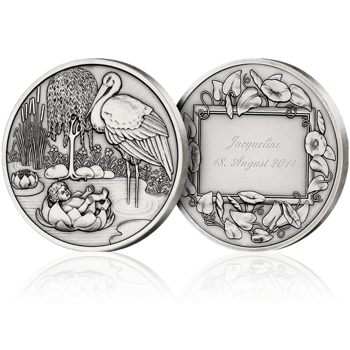 Medaille zur Geburt mit Gravur