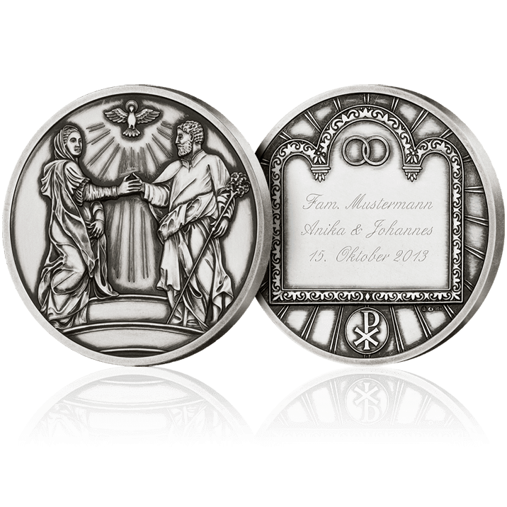 Medaille zur Hochzeit mit Gravur