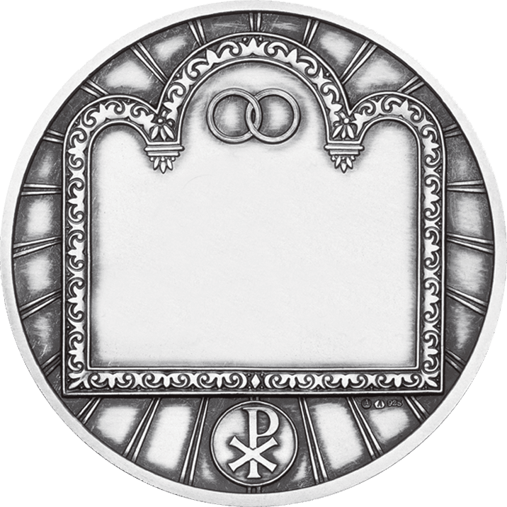 Anlassmedaille Hochzeit rund Gravurseite