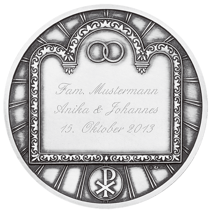 Anlassmedaille Hochzeit Gravur