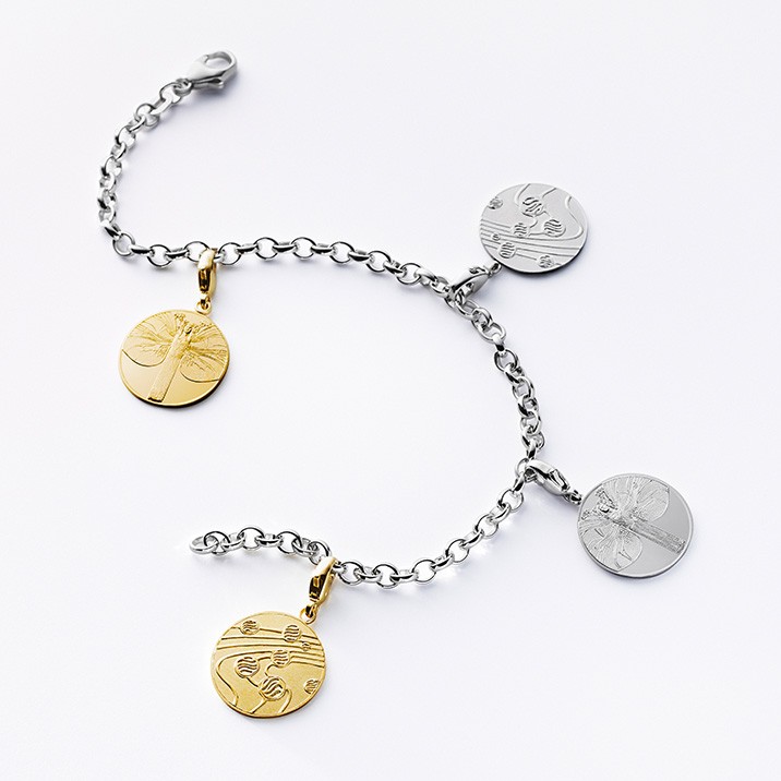 Charm bracelets silver with 4 pendants