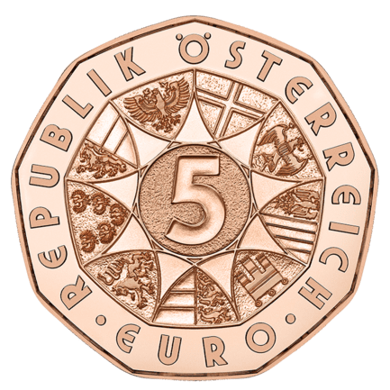 5-Euro-Münze in Kupfer