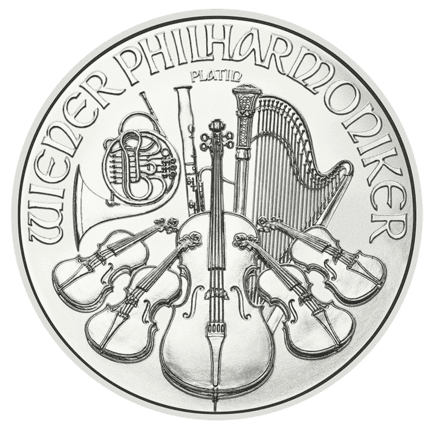 1/25 Unze Wiener Philharmoniker in Platin Revers