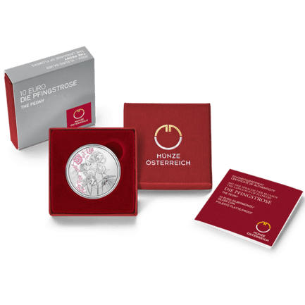 10-Euro-Silbermünze Die Pfingstrose im Etui