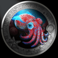 Howaiian Bobtail Squid 3 euro coin Reverse UV-light