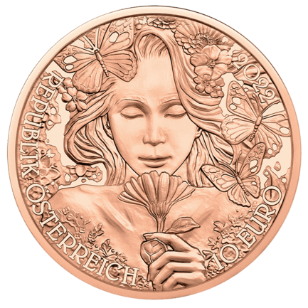 10-Euro-Münze Ringelblume in Kupfer Vorderseite