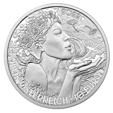 10-Euro-Silbermünze Hangehoben Der Löwenzahn Wertseite