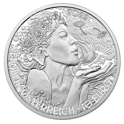 10-Euro-Silbermünze Der Löwenzahn Wertseite