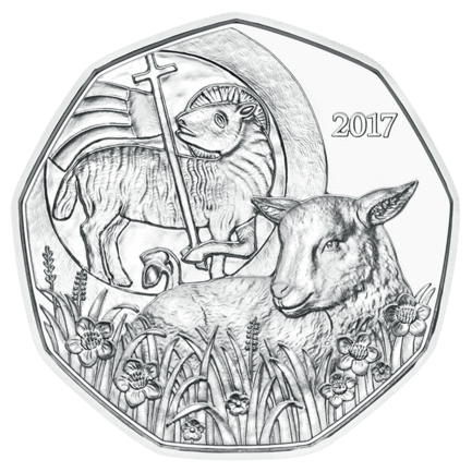5 Euro Silver Easter lamb, Avers