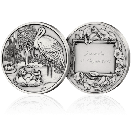 Medaille zur Geburt mit Gravur