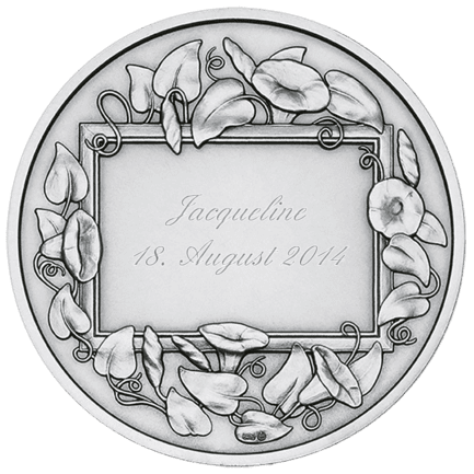 Anlassmedaille Geburt Gravur